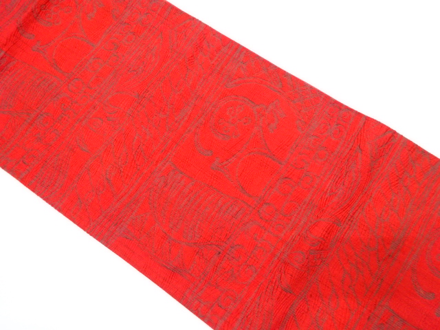 本場筑前博多　横段に抽象模様織り出し　袋帯